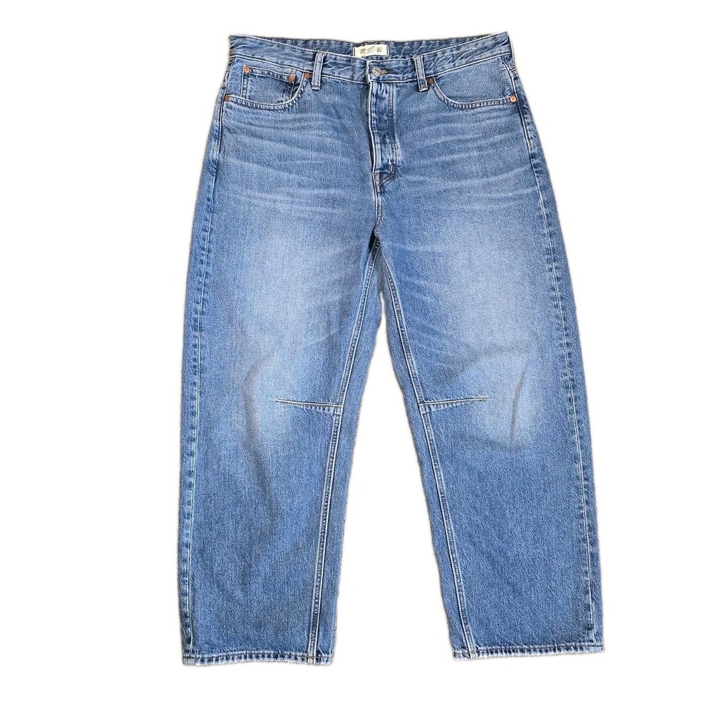 Madewell The Darted Barrel Leg Jeans Womens 36 Blue Denim Button Fly 100% Cotton - Picture 1 of 11